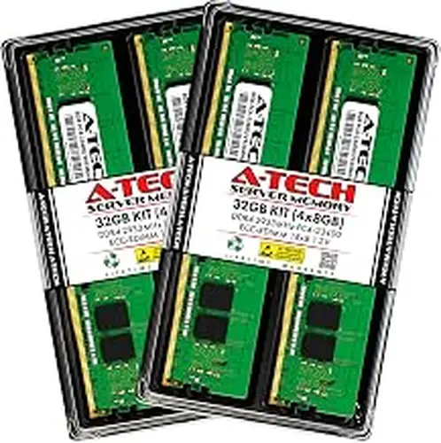 A-Tech 32GB RAM Kit for Lenovo ThinkStation P520 (4 x 8GB) DDR4 2933 MHz PC4-23400 ECC Registered RDIMM 288-Pin 1Rx8 Single Rank Server Memory Upgrade