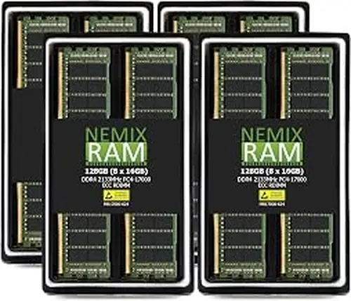 NEMIX RAM 128GB (8X16GB) DDR4-2133MHz PC4-17000 2Rx4 1.2V 288-PIN ECC RDIMM Registered Server Memory KIT