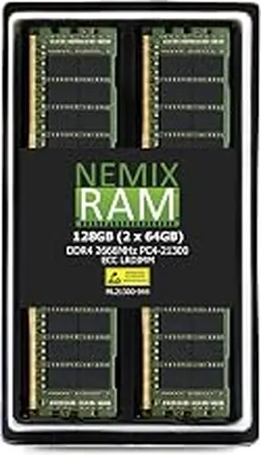 NEMIX RAM 128GB (2X64GB) DDR4 2666MHZ PC4-21300 4Rx4 1.2V CL19 288-PIN ECC LRDIMM Load Reduced Server Memory KIT Compatible with ASRock Rack ROMED8-2T AMD EPYC Motherboard