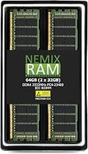 NEMIX RAM 64GB (2X32GB) DDR4 2933MHZ PC4-23400 2Rx4 1.2V CL21 288-PIN ECC RDIMM KIT Registered Server Memory Compatible with Dell PowerEdge R640 Rack Server