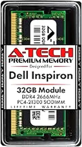 A-Tech 32GB RAM for Dell Inspiron 5490, 5491, 7790 All-in-One | DDR4 2666MHz SODIMM PC4-21300 260-Pin Non-ECC Unbuffered Memory Upgrade Module