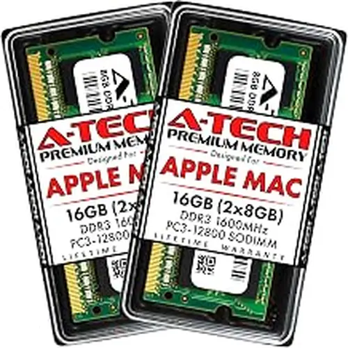 A-Tech 16GB Kit (2x8GB) RAM for Apple MacBook Pro (Mid 2012), iMac (Late 2012, Early/Late 2013, Late 2014, Mid 2015), Mac mini (Late 2012) | DDR3 1600MHz PC3-12800 SODIMM 204-Pin Memory Upgrade