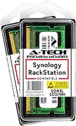 A-Tech 16GB Kit (2x8GB) RAM Compatible for Synology NAS RackStation RS1219+, RS818RP+, RS818+ | DDR3/DDR3L 1600MHz PC3L-12800 Non-ECC Unbuffered SODIMM Memory (Replacement for RAM1600DDR3L-8GBx2)