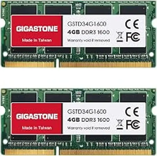 【DDR3 RAM Laptop Only】 GIGASTONE 8GB Kit (2x4GB) DDR3/DDR3L 1600MHz (1333MHz) PC3-12800 (PC3-10600) CL11 1.35V/1.5V 2Rx8 SODIMM 204 Pin Unbuffered Non ECC Notebook Memory Upgrade