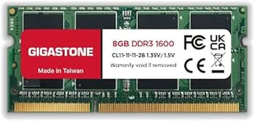 【DDR3 RAM Laptop Only】 GIGASTONE 8GB DDR3/DDR3L 1600MHz (1333MHz) PC3-12800 (PC3-10600) CL11 1.35V/1.5V 2Rx8 SODIMM 204 Pin Unbuffered Non ECC High Performance Notebook Memory Upgrade