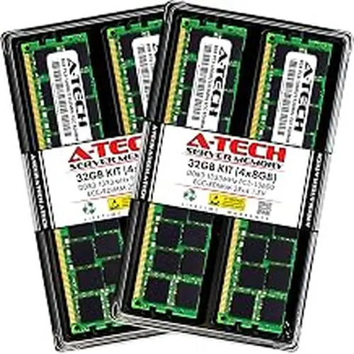 A-Tech 32GB Kit (4x8GB) RAM for HP Z600 Rev C2, Z820 | DDR3 1333MHz PC3-10600 ECC RDIMM 2Rx4 1.5V Registered Server Memory Upgrade