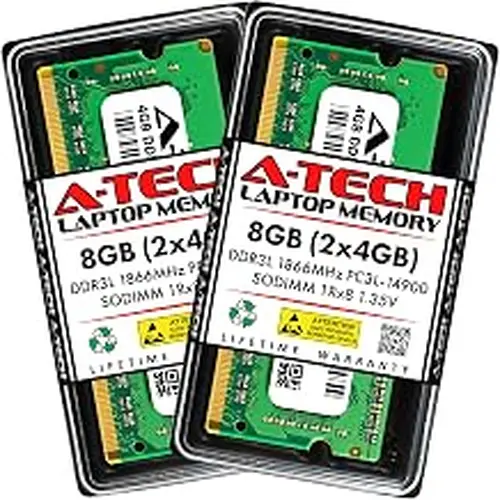 A-Tech 8GB Kit (2x4GB) RAM Replacement for Synology D3NS1866L-4Gx2 | DDR3/DDR3L 1866 MHz PC3L-14900 SODIMM Non-ECC Unbuffered Memory Compatible for DS620slim, DS918+, DS718+, DS418play, DS218+