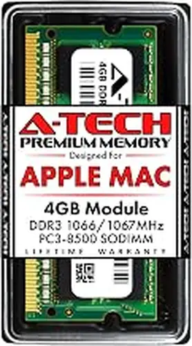 A-Tech 4GB PC3-8500 DDR3 1066/1067 MHz RAM for MacBook, MacBook Pro, iMac, Mac mini (Late 2008, Early/Mid/Late 2009, Mid 2010) | 204-Pin SODIMM Memory Upgrade Module