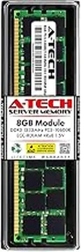 A-Tech 8GB RAM Replacement for Kingston KVR1333D3Q8R9S/8G | DDR3 1333MHz PC3-10600R ECC RDIMM 4Rx8 1.5V 240-Pin Registered Server Memory Module (KVR1333D3Q8R9S/8G-ATC)