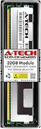 A-Tech 32GB RAM for Dell Precision R7610, T7600, T7610 | DDR3 1333MHz PC3-10600 ECC RDIMM 4Rx4 1.5V Registered Server Memory Upgrade