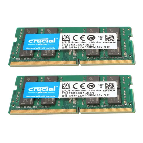 CRUCIAL DDR4 16GB 2x 3200 PC4-25600 Laptop SODIMM Non-ECC 260-Pin Memory RAM