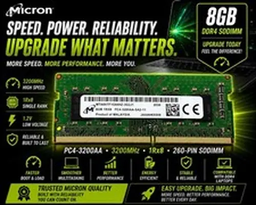 MICRON DDR4 8GB 1rx8 PC4-3200AA-SA2-11 LAPTOP RAM