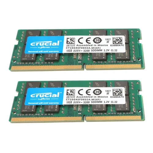 CRUCIAL DDR4 16GB 3200 PC4-25600 Laptop SODIMM Non-ECC 260-Pin Memory RAM