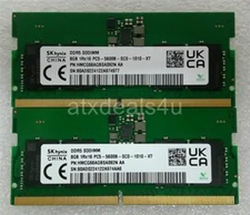 SK Hynix 16GB (8GBx2) 8GB 1Rx16 PC5-5600B HMCG66AGBSA092N DDR5 SODIMM RAM Memory