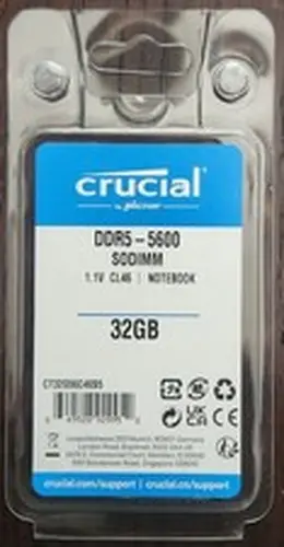 NEW CRUCIAL 32GB (1 x 32GB) DDR5 CL46 5600MHZ SODIMM LAPTOP RAM MEMORY SO-DIMM