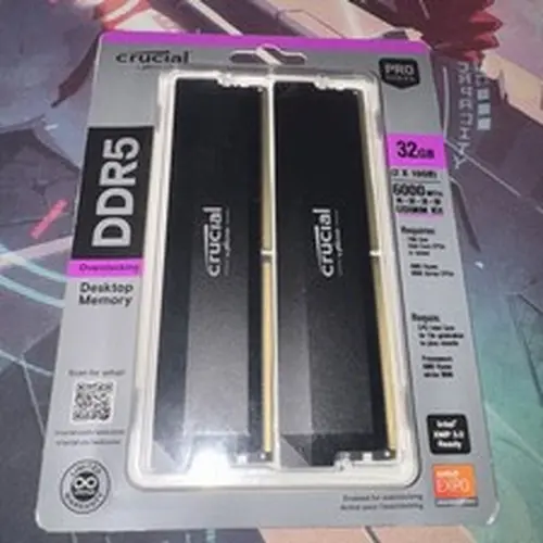Crucial Pro 32GB DDR5 RAM Kit (2X16Gb) Cl36 6000Mhz Desktop Gaming Memory