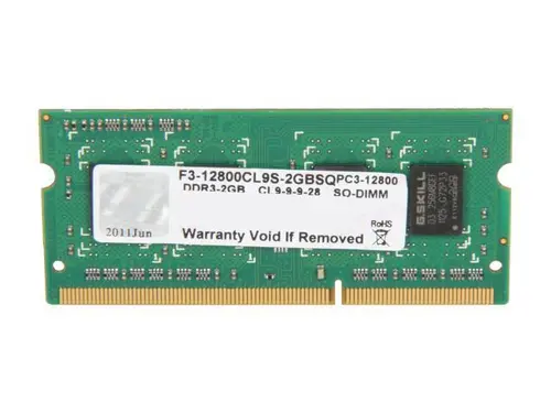 G. SKILL 2GB 204-Pin DDR3 SO-DIMM DDR3 1600 (PC3 12800) Laptop Memory Model F3-12800CL9S-2GBSQ