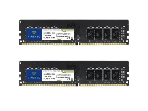 Timetec 64GB KIT(2x32GB) DDR4 2666MHz PC4-21300 Non-ECC Unbuffered 1.2V CL19 2Rx8 Dual Rank 288 Pin UDIMM Desktop PC Computer Memory RAM Module...