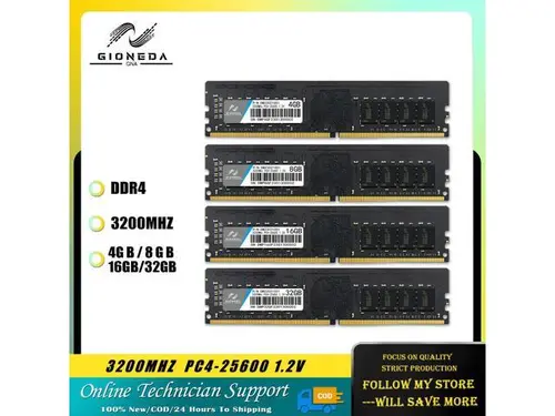 Gioneda DDR4 RAM 8GB/16GB/32GB 3200MHz for Gaming Series Udimm DDR4 for Desktop PC Computer Ram Memory 288 PIN
