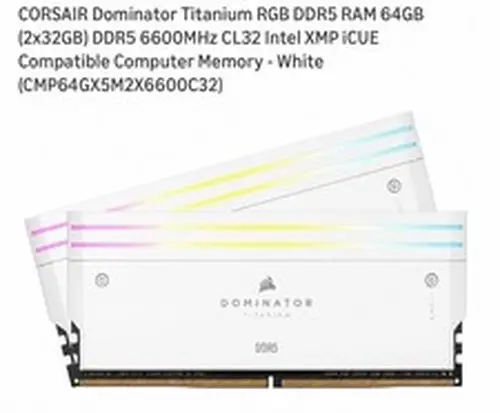 CORSAIR DOMINATOR TITANIUM 64GB (2 x 32GB) PC5-52800 (DDR5-6600) DIMM RGB Memory