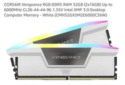 CORSAIR - VENGEANCE RGB 32GB (2x16GB) DDR5 6000MHz C32 UDIMM Desktop Memory
