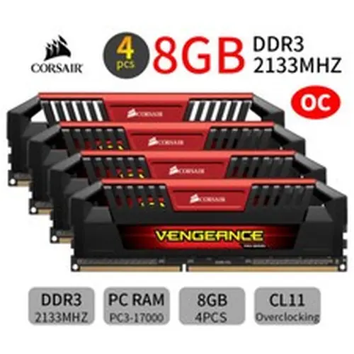 Corsair Pro 32GB 4x 8GB DDR3 OC 2133MHz PC3-17000U 240Pin Desktop Memory Red AB