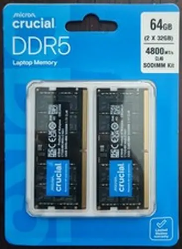 BRAND NEW CRUCIAL 64GB (2 x 32GB) DDR5 CL40 4800MHZ SODIMM LAPTOP RAM MEMORY KIT