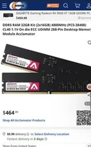 Accramator 32GB (2x16GB) DDR5-4800 PC5-38400 288-Pin DIMM