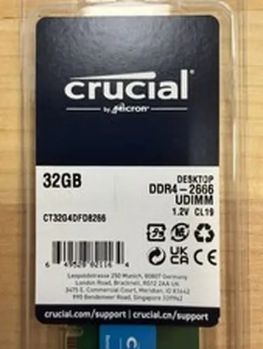 Crucial 32GB DDR4 2666MHz Desktop Memory UDIMM CT32G4DFD8266
