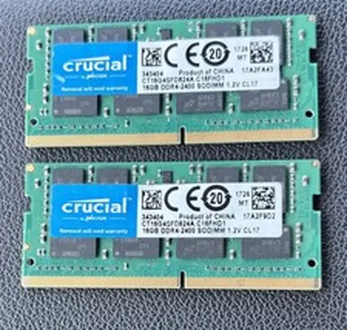 New Crucial 32GB (2X16GB) DDR4 2400MHz PC4-19200 SODIMM Memory Ram CT16G4SFD824A
