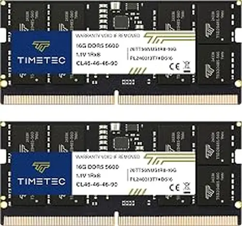 Timetec Premium 32GB KIT(2x16GB) DDR5 5600MHz PC5-44800 Unbuffered Non-ECC 1.1V CL46 1Rx8 Single Rank 262 Pin SODIMM Laptop Memory RAM Upgrade