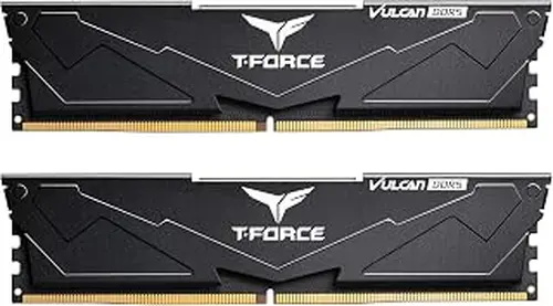 TEAMGROUP T-Force Vulcan DDR5 32GB (2x16GB) 6400MHz (PC5-51200) CL32 Desktop Memory Module Ram for 600 700 Series Chipset XMP 3.0 Black FLBD532G6400HC32ADC01