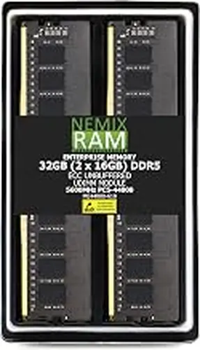 NEMIX RAM 32GB (2X16GB) DDR5 5600MHZ PC5-44800 1Rx8 1.1V CL46 288-PIN ECC Unbuffered UDIMM KIT Compatible with Dell PowerEdge T360 Tower Server