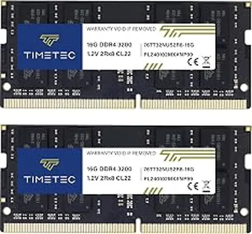 Timetec 32GB KIT (2x16GB) DDR4 3200MHz (PC4-3200AA) PC4-25600 SODIMM Laptop RAM – 260-Pin 1.2V CL22 Non-ECC Unbuffered Memory Module for Laptop, Notebook, Mini PC, All-in-One