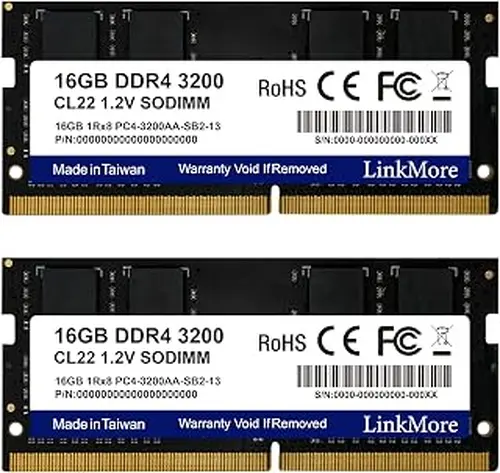 LinkMore 32GB Kit (2 x 16GB) DDR4 3200MHz SODIMM (PC4-25600) CL22 1.2V Laptop Memory Module