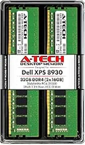 A-Tech 32GB RAM Kit for Dell XPS 8930 Tower - (2 x 16GB) DDR4 2666MHz PC4-21300 Non-ECC DIMM Desktop Memory Upgrade