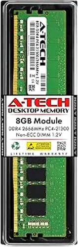 A-Tech 8GB DDR4 2666 MHz UDIMM PC4-21300 (PC4-2666V) CL19 DIMM Non-ECC Desktop RAM Memory Module