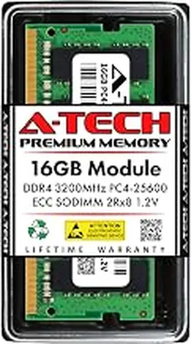 A-Tech 16GB DDR4 3200MHz PC4-25600 ECC SODIMM 2Rx8 Dual Rank 1.2V 260-Pin RAM Memory Upgrade Module for Microserver, Workstation, and Networking Platforms