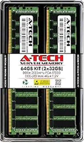 A-Tech 64GB Kit (2x32GB) RAM for Dell PowerEdge M830, R640, R730, R840, R930, T440, T630, T640 | DDR4 2133MHz PC4-17000 ECC LRDIMM 4Rx4 Load Reduced Server Memory Upgrade
