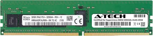 A-Tech 32GB RAM Replacement for Supermicro MEM-DR432L-HL03-ER32 | DDR4 3200MHz PC4-25600 ECC RDIMM 2Rx8 1.2V 288-Pin Registered DIMM Memory Module HMAA4GR7AJR8N-XN