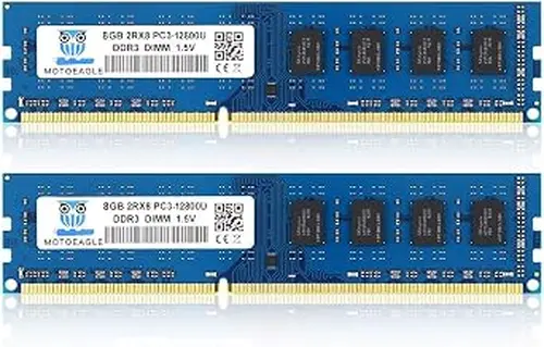 Motoeagle 16GB (2X8GB) PC3-12800U DDR3-1600 UDIMM RAM 2Rx8 DIMM DDR3 8GB 1600MHz PC3 12800 SDRAM 240-Pin 1.5v CL11 Non-ECC Desktop PC Memory Kit