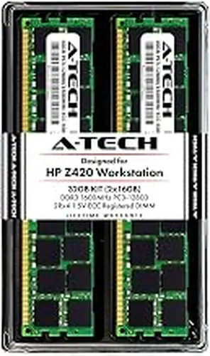 A-Tech 32GB ECC Registered Memory Kit for HP Z420 Workstation (2 x 16GB) ECC-RDIMMDDR3 PC3-12800 1600MHz 240-Pin DIMM 2Rx4 1.5V Dual Rank RAM Upgrade