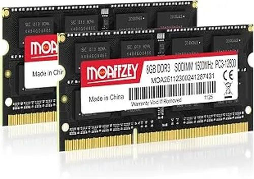 16GB(2x8GB) DDR3 RAM 1600MHz PC3-12800 CL11 Laptop Memory SODIMM, 204-Pin 1.5V 2Rx8 Dual Rank Non-ECC Unbuffered Laptop Notebook RAM Upgrade - Black