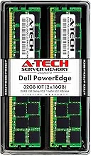 A-Tech 32GB (2x16GB) RAM for Dell PowerEdge R410, R415, R510, R515, R610, R710, R715, R810, R815, R910 | DDR3 1333MHz ECC-RDIMM PC3-10600 2Rx4 1.5V ECC Registered DIMM Server Memory Upgrade Kit
