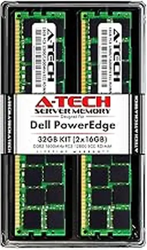 A-Tech 32GB (2x16GB) RAM for Dell PowerEdge R320, R420, R420XR, R520, R620, R720, R720XD, R820, R920 | DDR3 1600MHz ECC-RDIMM PC3-12800 2Rx4 1.5V ECC Registered DIMM Server Memory Upgrade Kit