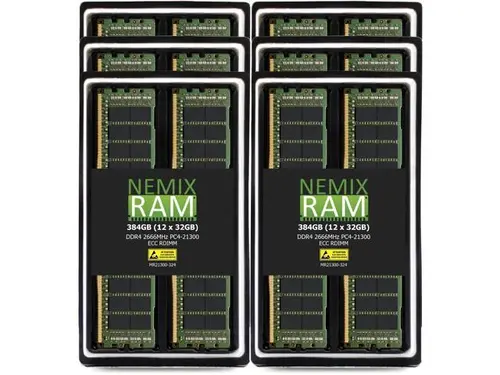 NEMIX RAM 384GB (12X32GB) DDR4 2666MHZ PC4-21300 2Rx4 1.2V 288-PIN ECC RDIMM Registered Server Memory KIT Compatible with Apple Mac Pro 2019 7,1