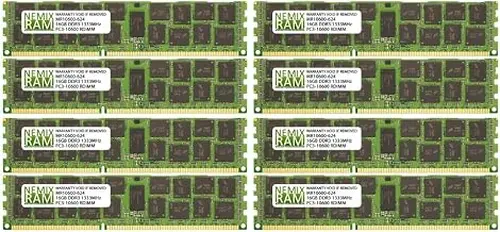 NEMIX RAM 128GB (8X16GB) DDR3 1333MHz PC3-10600 2Rx4 1.5V 240-PIN ECC RDIMM Registered Server Memory KIT Compatible with Apple Mac Pro 2009 2010 2012