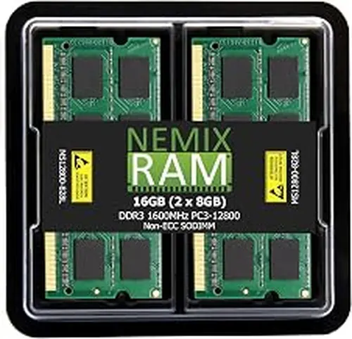 NEMIX RAM 16GB (2X8GB) DDR3 1600MHz PC3-12800 2Rx8 1.35V 204-PIN Non-ECC SODIMM Laptop Memory KIT Compatible with Apple MacBook Pro, iMac, Mac mini
