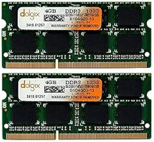 DOLGIX 8GB (2 x 4GB) DDR3 1333MHz PC3-10600 Laptop RAM Kit Non-ECC Unbuffered SODIMM 204-Pin Memory