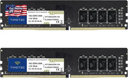 Timetec 32GB KIT (2X16Gb) DDR4 2666Mhz (PC4-2666V) PC4-21300 UDIMM Desktop RAM –